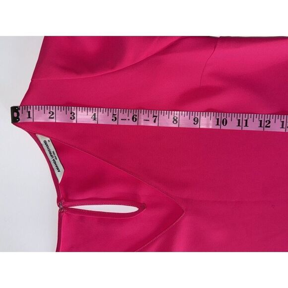 Amanda Uprichard Top Hot Pink Puff Sleeve V Neck Blouse Preppy Barbie Office XS - Picture 10 of 14